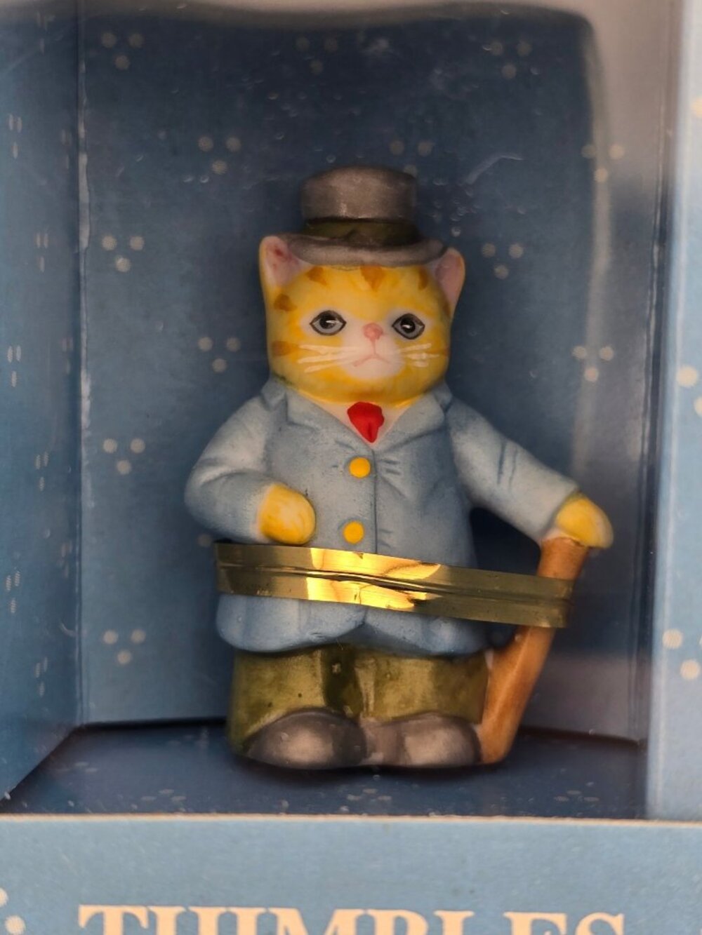 NIB Vintage Kitty Cucumber Collectible Victorian Cat Thimbles Set/3 I992 - Picture 3 of 12